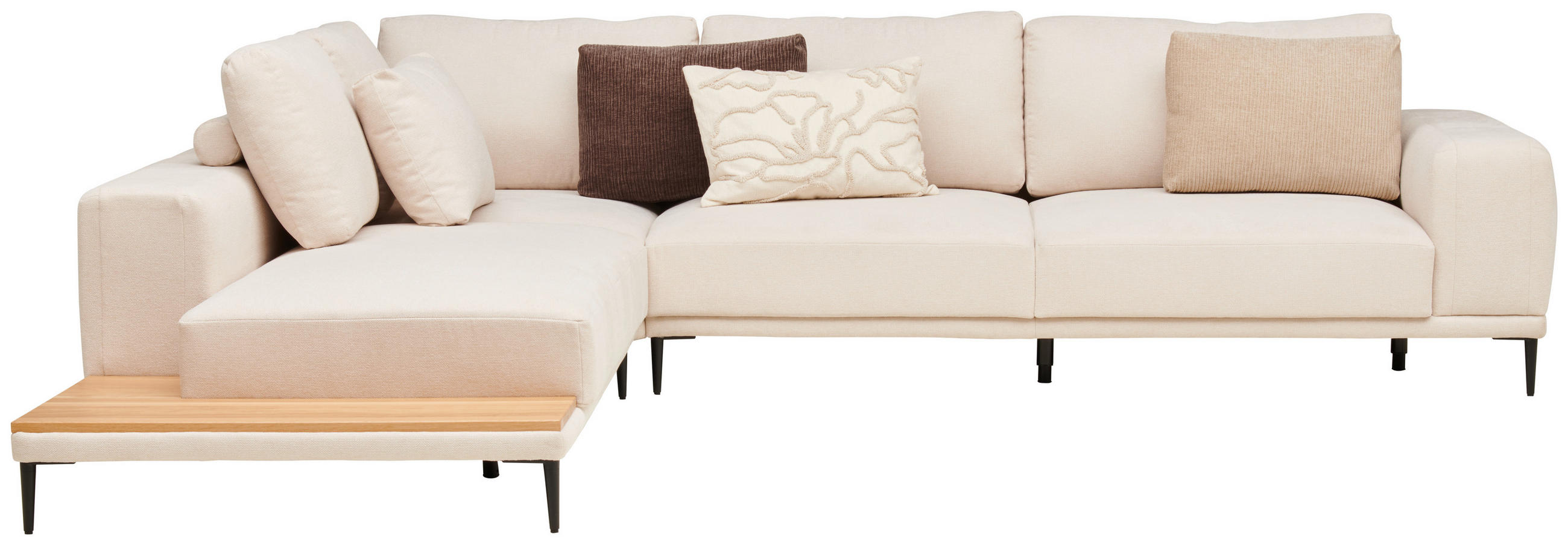 ECKSOFA Leinwand Naturfarben  - Schwarz/Naturfarben, Design, Textil/Metall (271/318cm) - Belluti