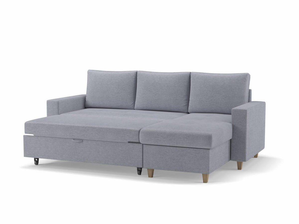 ECKSOFA MARCO Grau Chenille Rückenkissen  - Buchefarben/Grau, Design, Holz/Textil (227/96cm) - MID.YOU