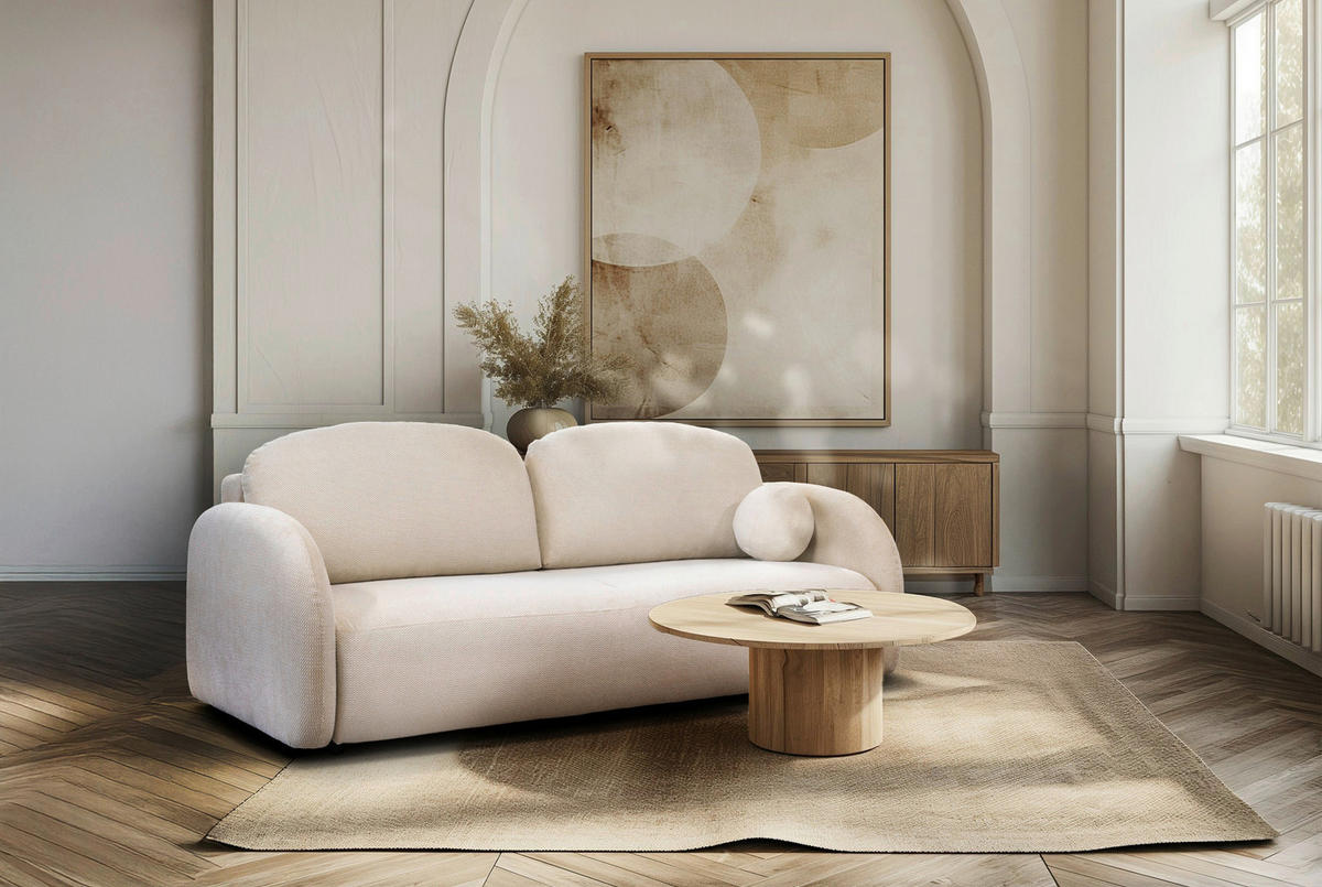 SCHLAFSOFA ROMA  mit Struktur Beige  - Beige/Schwarz, Design, Textil (230/90/105cm) - MID.YOU