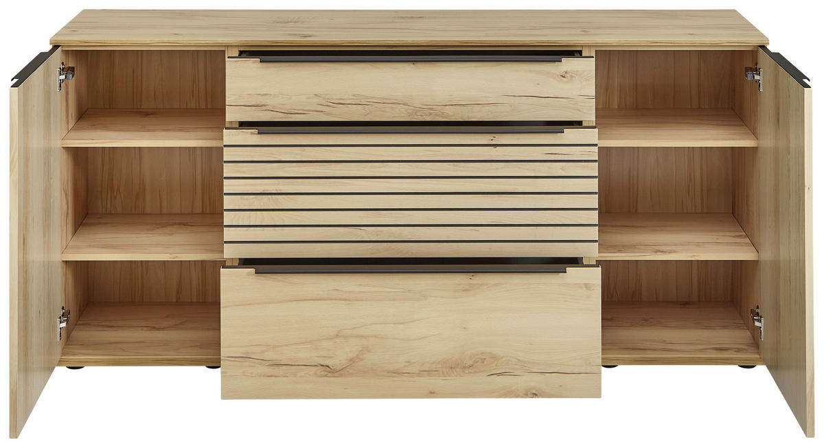 SIDEBOARD Buchefarben  180/85/40 cm  - Buchefarben/Schwarz, KONVENTIONELL, Holzwerkstoff/Kunststoff (180/85/40cm) - Venda