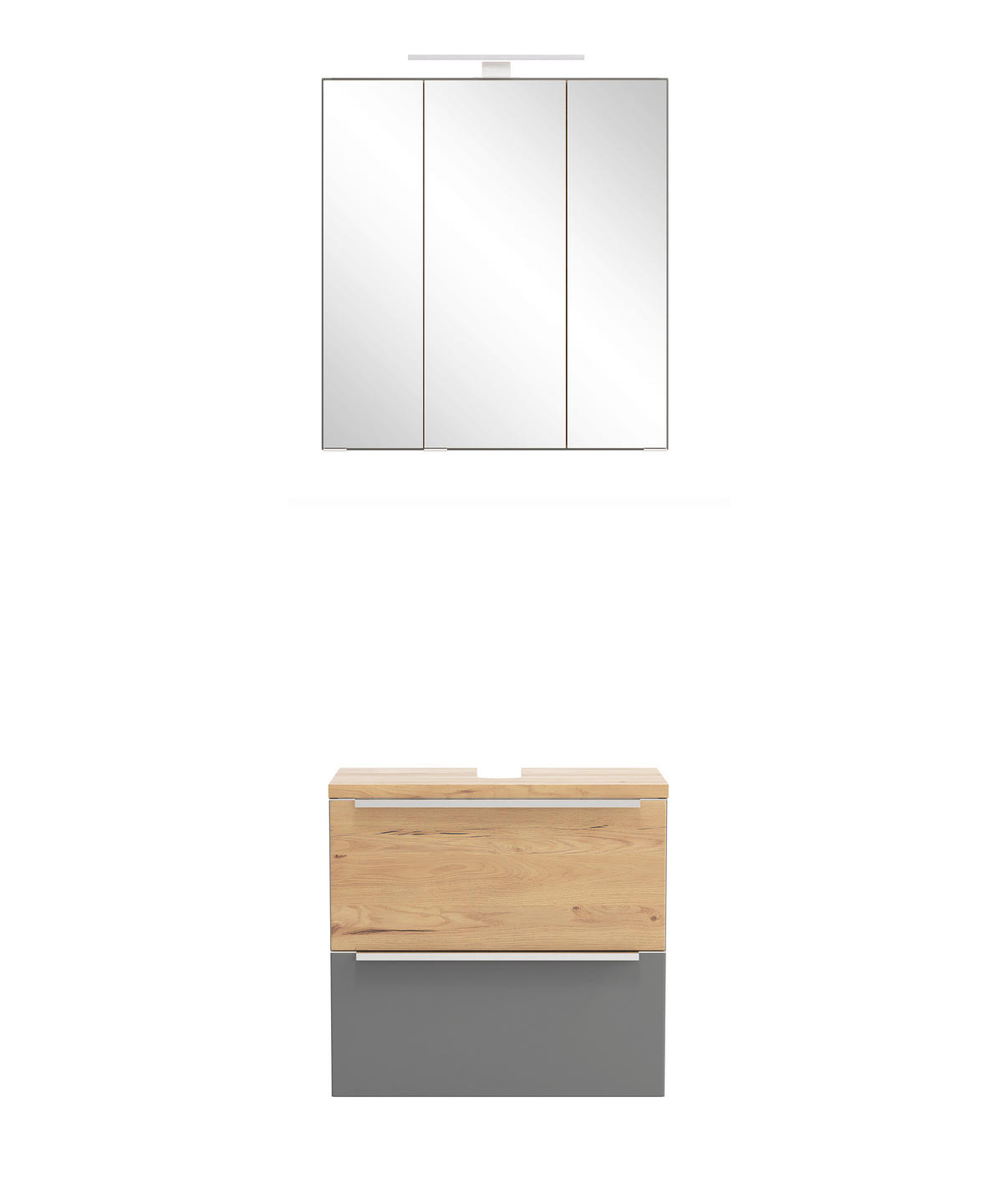 BADEZIMMER 2-teilig  in 60 cm  - Wildeiche/Edelstahlfarben, Trend, Glas/Holzwerkstoff (60cm) - Held