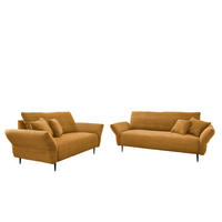 SITZGARNITUR in Cord Goldfarben  - Goldfarben/Schwarz, Design, Textil/Metall - Livetastic