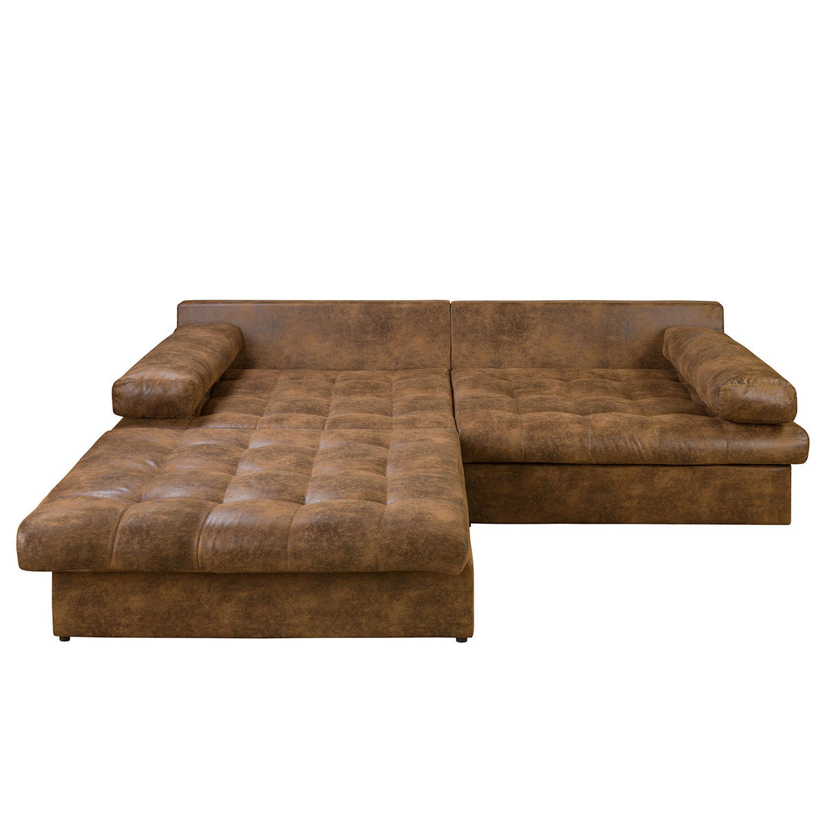 ECKSOFA Naomi in Lederlook Braun Rückenkissen  243/284 cm  - Schwarz/Braun, Design, Kunststoff/Textil (243/284cm) - P & B