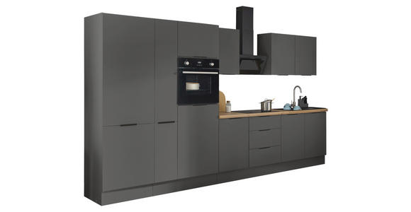 KÜCHENBLOCK in Graphitfarben - Schwarz/Graphitfarben, Basics, Holzwerkstoff/Metall (360/211/60cm) - Xora