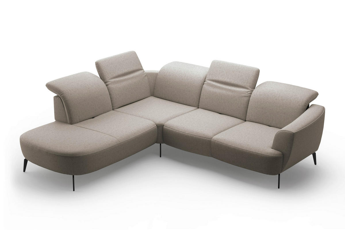ECKSOFA in Flachgewebe Taupe  267/300 cm  - Taupe/Schwarz, KONVENTIONELL, Textil/Metall (267/300cm) - Sit & More