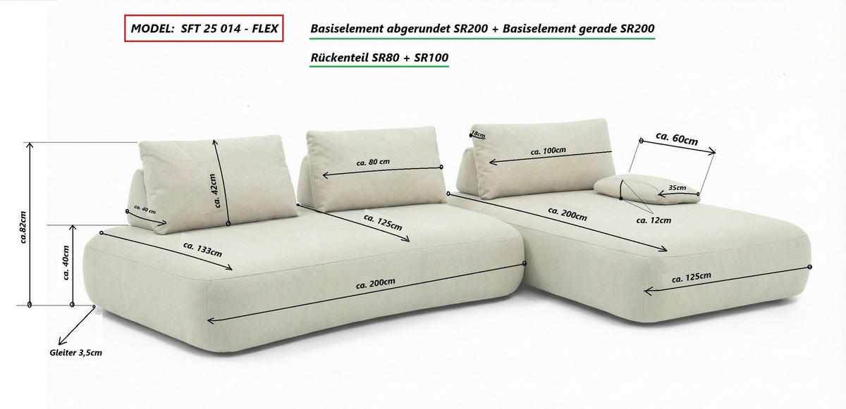 ECKSOFA Chilliano Grün Webstoff  - Schwarz/Grün, Design, Kunststoff/Textil (325/200cm) - Chilliano