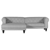 ECKSOFA 160/260 cm  in Plüsch Grau Rücken echt  160/260 cm  - Dunkelbraun/Grau, Design, Holz/Textil (160/260cm) - MID.YOU