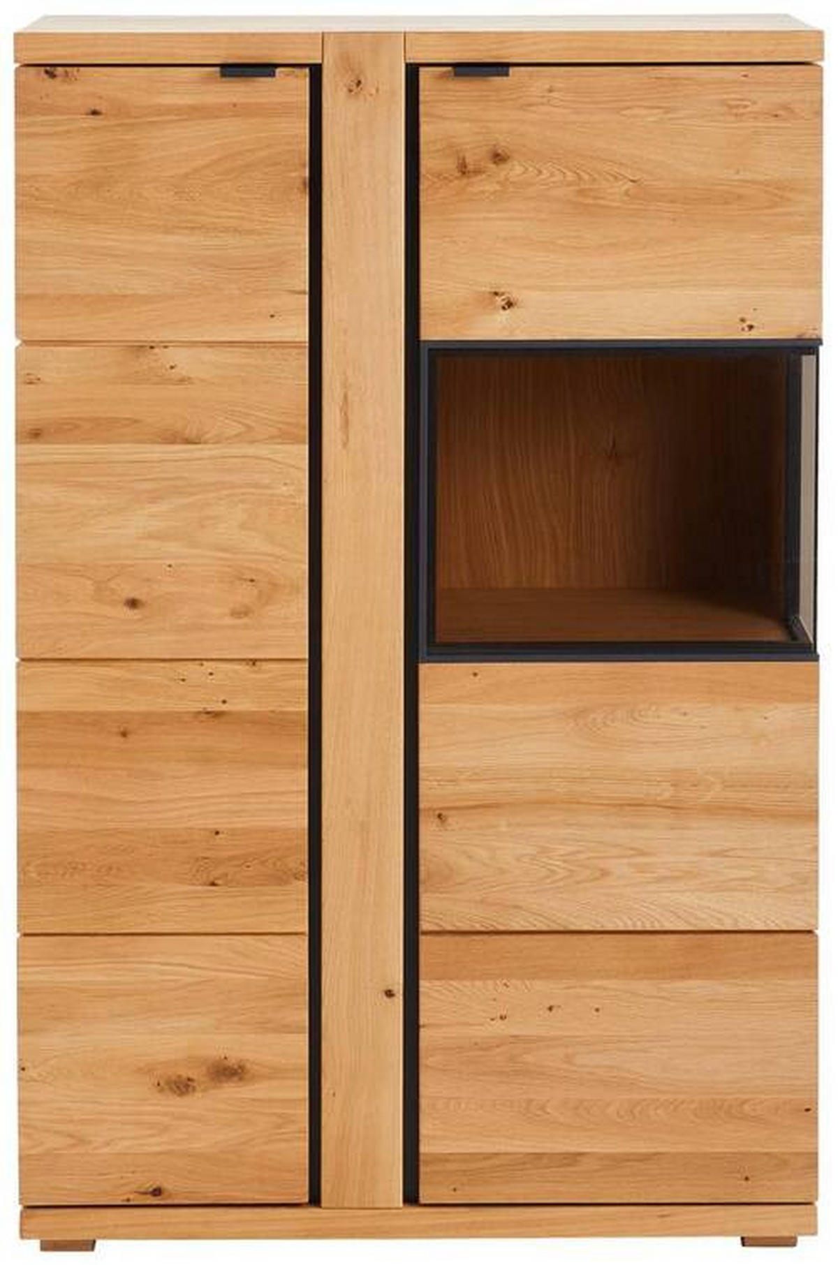 HIGHBOARD Amaya Graphitfarben, Eichefarben  88/136/38 cm  - Eichefarben/Anthrazit, Natur, Glas/Holz (88/136/38cm) - Linea Natura