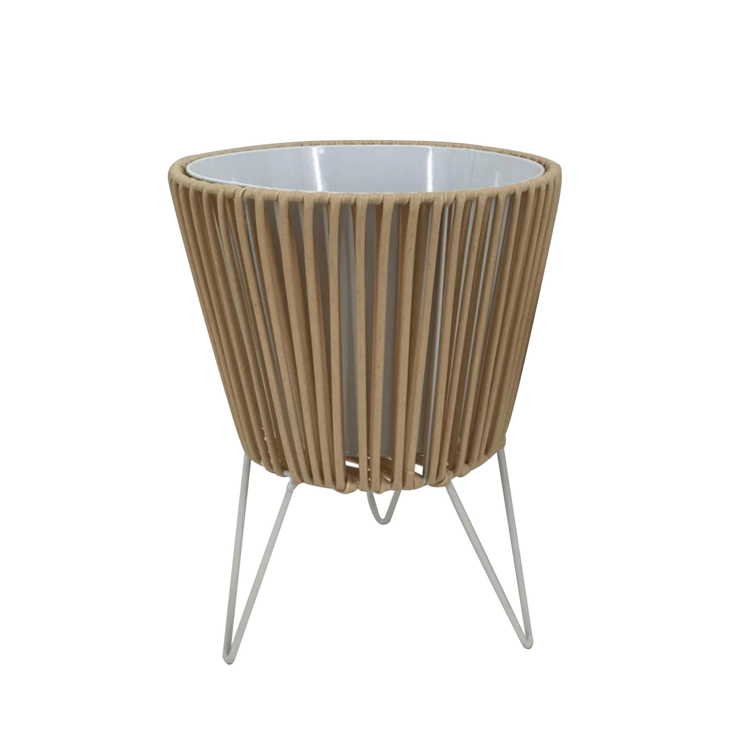 KVĚTINÁČ NA KVĚTINY kov, plast, 24/32/24 cm - bílá/přírodní barvy, Natur, kov/plast (24/32/24cm) - Ambia Home