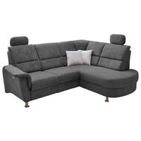 ECKSOFA in Mikrofaser Anthrazit  231/184 cm  - Chromfarben/Anthrazit, KONVENTIONELL, Textil/Metall (231/184cm) - Livetastic