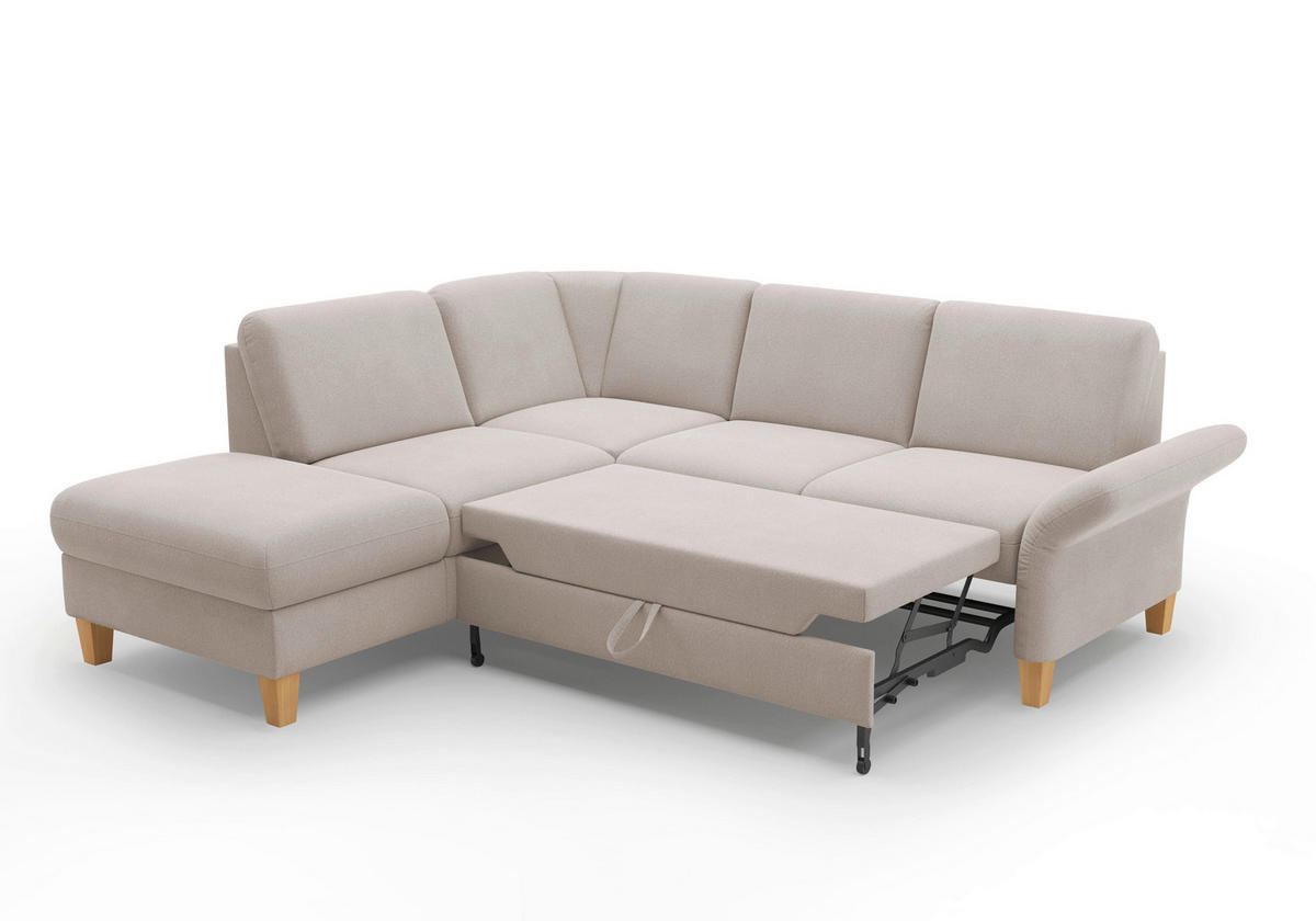ECKSOFA ROCHELLE E Greige Flachgewebe  - Greige/Eichefarben, KONVENTIONELL, Holz/Textil (216/240cm) - Sit & More