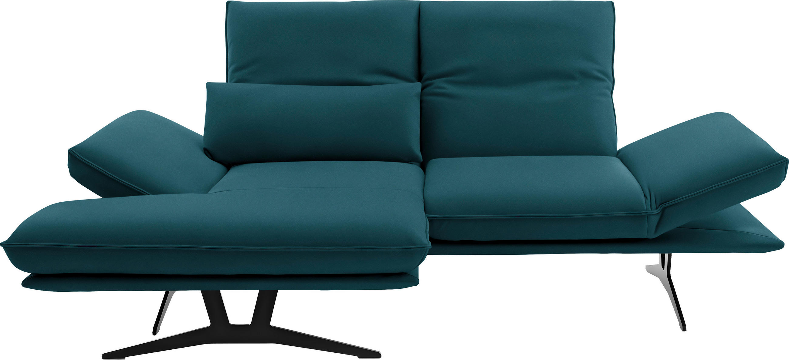 ECKSOFA in Echtleder Petrol  - Gelb/Petrol, Design, Leder/Metall (130/210cm) - Dieter Knoll