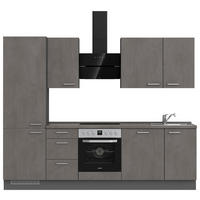 KÜCHENLEERBLOCK 270 cm   in Schieferfarben  - Schieferfarben/Edelstahlfarben, MODERN, Holzwerkstoff/Metall (270cm) - Nobilia