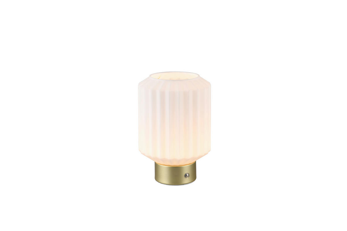 AKKU-TISCHLEUCHTE 13,0/19,5 cm   - Messingfarben/Weiß, KONVENTIONELL, Glas/Metall (13,0/19,5cm)