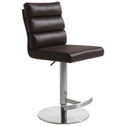 BARHOCKER in Dunkelbraun, Edelstahlfarben - Edelstahlfarben/Dunkelbraun, Design, Textil/Metall (42/117/58,50cm) - Cantus