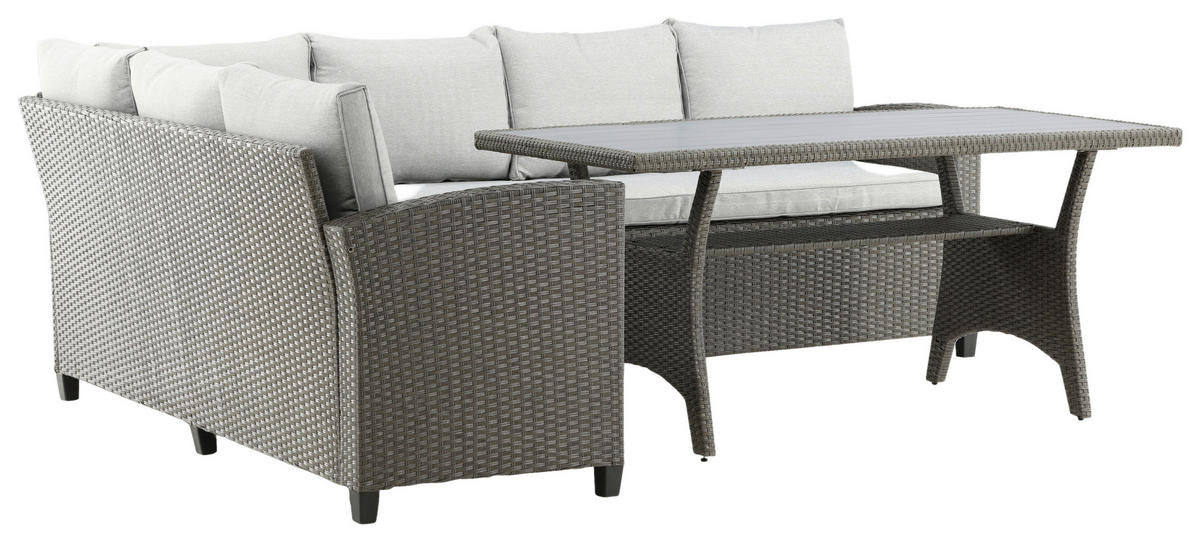 DINING-LOUNGESET 2-teilig  - Grau, KONVENTIONELL, Kunststoff - Gardenson