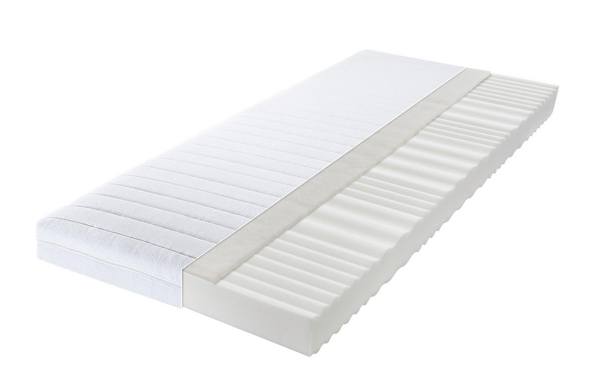 KALTSCHAUMMATRATZE 90/200 cm Höhe ca. 15 cm  - Weiß, Basics, Textil (90/200cm) - Sleeptex