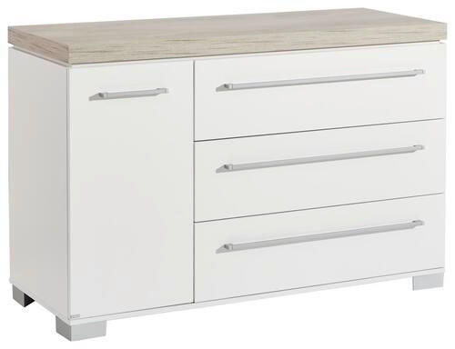 WICKELKOMMODE Kira Weiß, Eichefarben  - Eichefarben/Silberfarben, KONVENTIONELL, Holzwerkstoff/Metall (135,3/90,3/55,6cm) - Paidi
