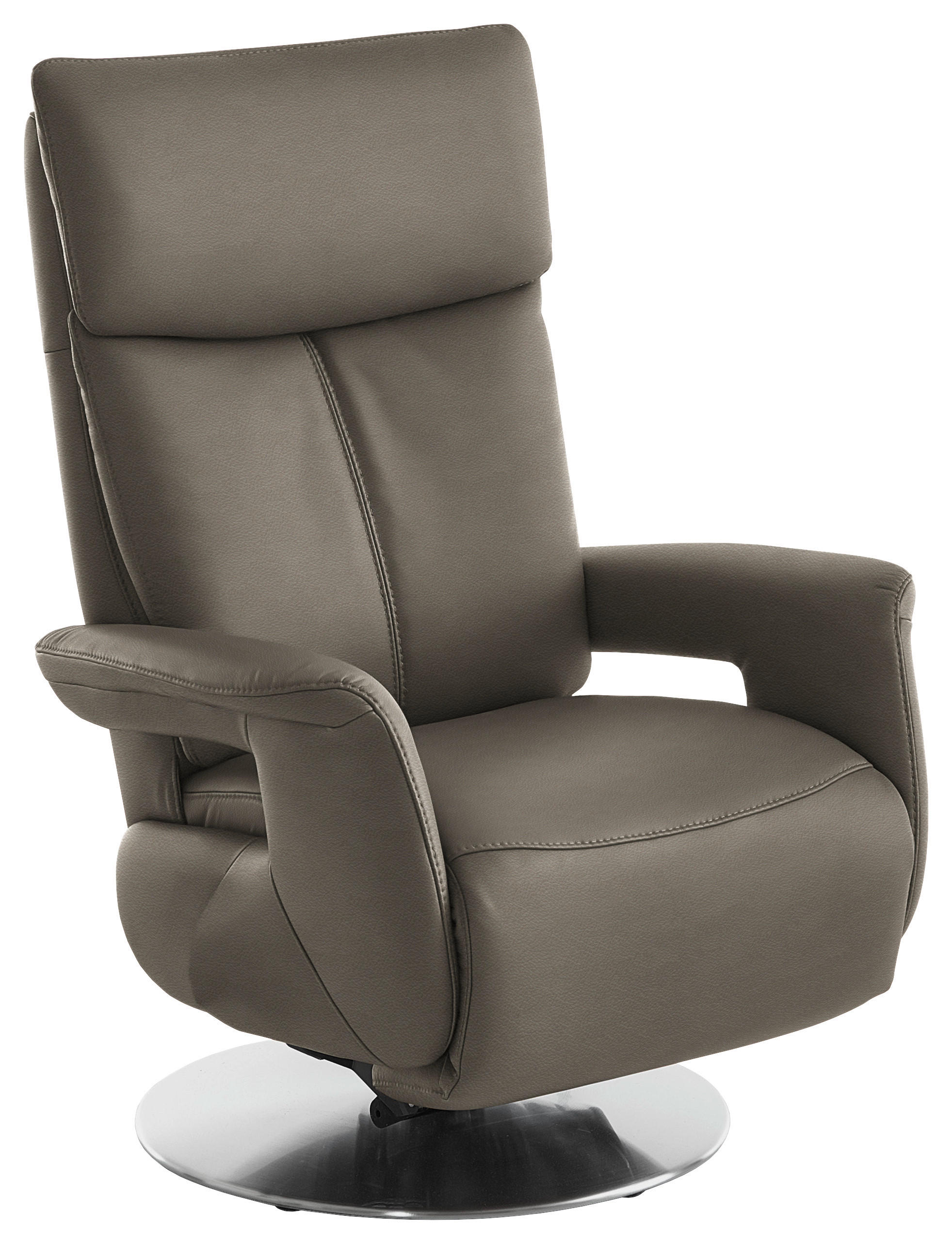 RELAXSESSEL in Leder Graubraun  - Edelstahlfarben/Graubraun, Design, Leder/Metall (78/112/85cm) - Cantus