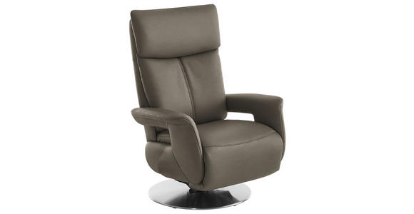RELAXSESSEL in Leder Graubraun - Edelstahlfarben/Graubraun, Design, Leder/Metall (78/112/85cm) - Cantus