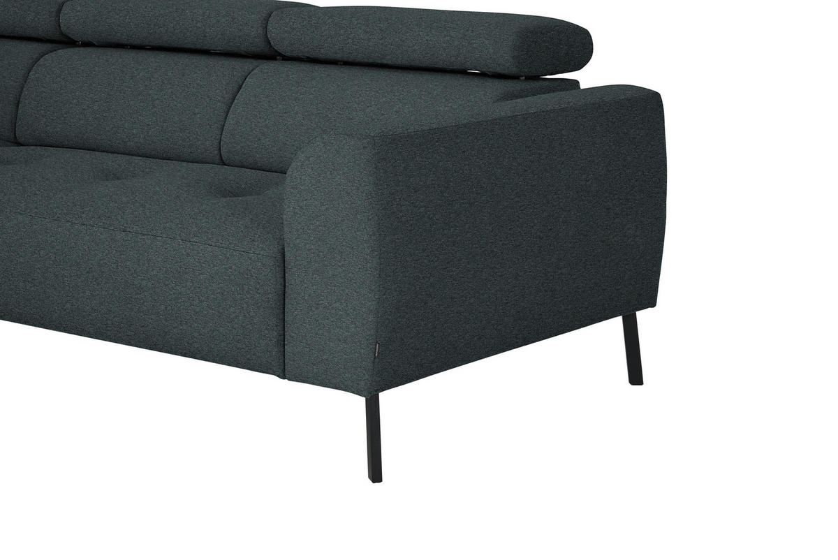 ECKSOFA in Struktur Dunkelgrau  205/280 cm  - Dunkelgrau/Schwarz, Design, Textil/Metall (205/280cm) - Xora