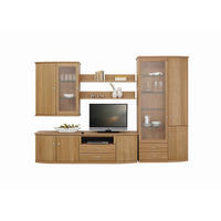 WOHNWAND  in Eichefarben  330/218,7/49,7 cm  - Eichefarben/Alufarben, KONVENTIONELL, Glas/Holz (330/218,7/49,7cm) - Invivus