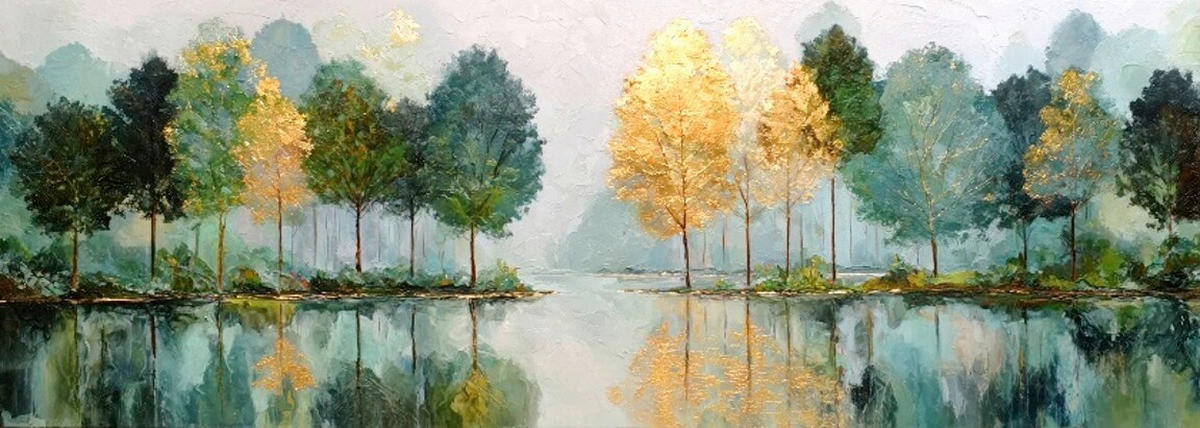 ALUMINIUMBILD Landschaft & Natur, Bäume  - Multicolor, Basics, Metall (140/50/2cm) - Euroart