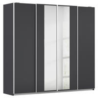 GARDEROB MED SKJUTDÖRRAR 226/211/62 cm 4-dörrar - mörkgrå/klar, Modern, metall/trämaterial (226/211/62cm) - Rauch Möbel