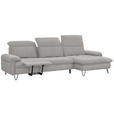 ECKSOFA in Flachgewebe Ecru  - Ecru/Schwarz, LIFESTYLE, Textil/Metall (310/180cm) - Valnatura