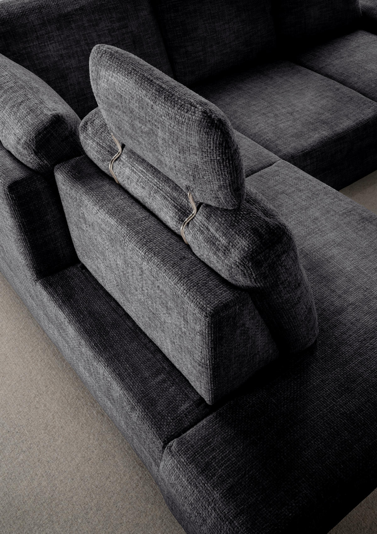 ECKSCHLAFSOFA Struktur Schwarz  - Wildeiche/Schwarz, MODERN, Holz/Textil (206/265cm) - Livetastic