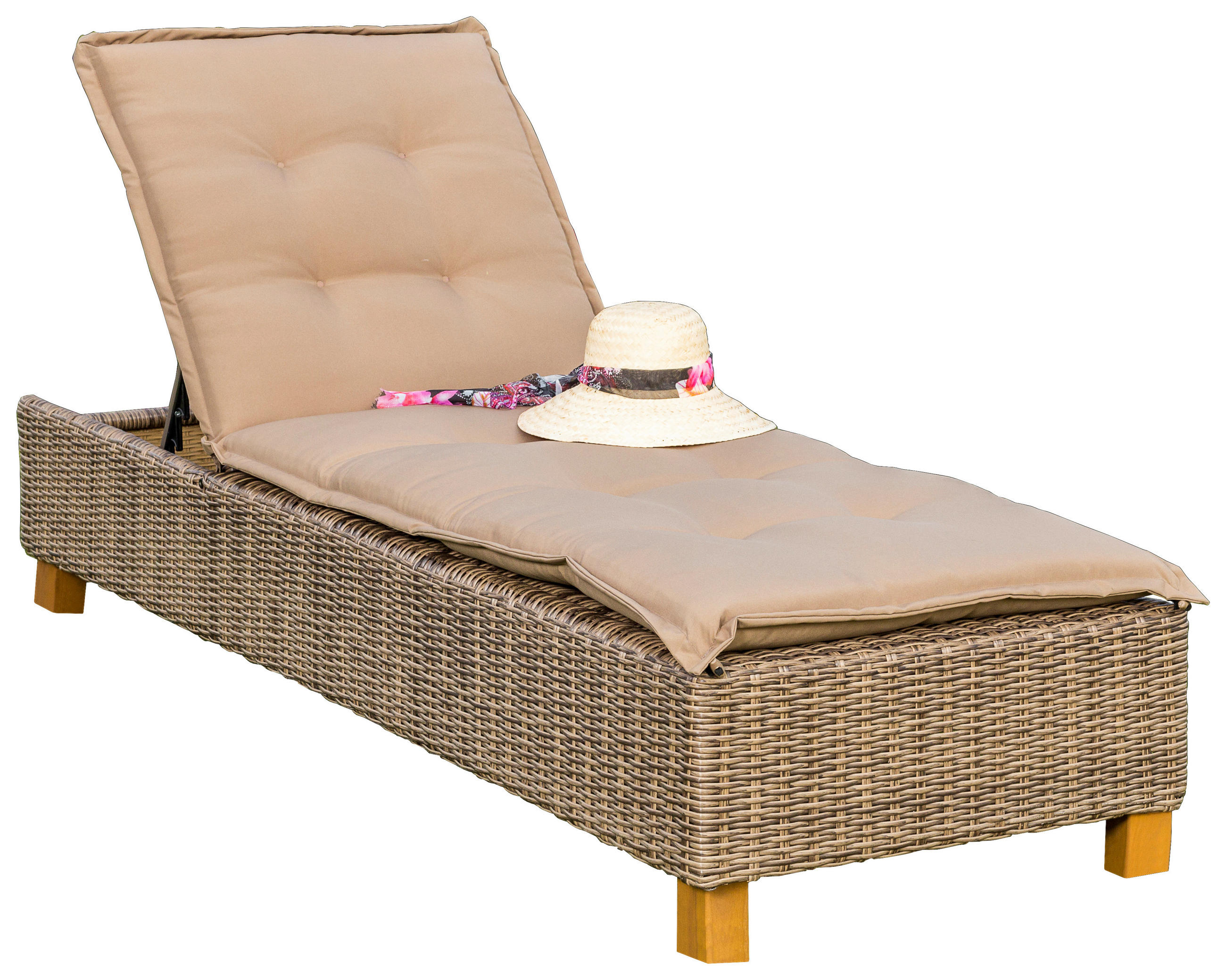 GARTENLIEGE 80/34/86/200 cm  - Akaziefarben/Cappuccino, KONVENTIONELL, Holz/Kunststoff (80/34/86/200cm) - Gardenson