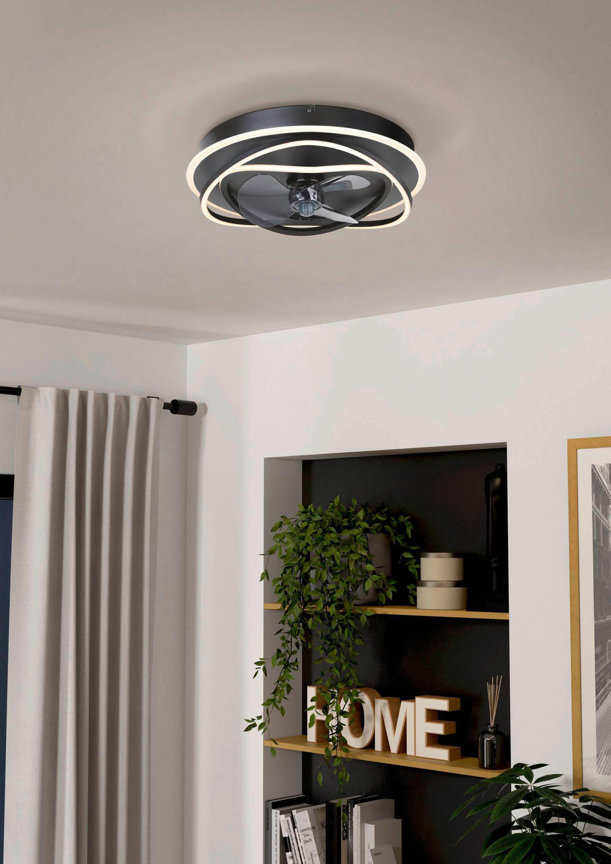 Deckenleuchte mit Ventilator 50/14 cm   - Schwarz, Basics, Kunststoff/Metall (50/14cm) - Eglo