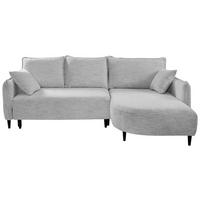 ECKSOFA in Struktur Hellgrau  - Hellgrau/Schwarz, Design, Holz/Textil (244/165cm) - MID.YOU