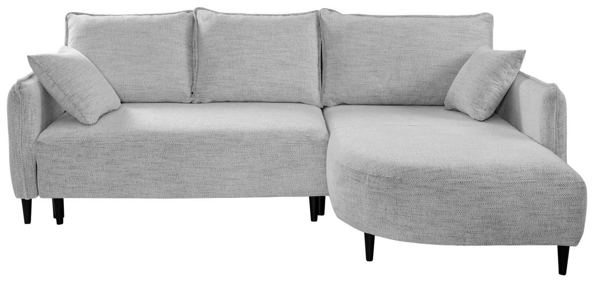 ECKSOFA in Struktur Hellgrau  - Hellgrau/Schwarz, Design, Holz/Textil (244/165cm) - MID.YOU