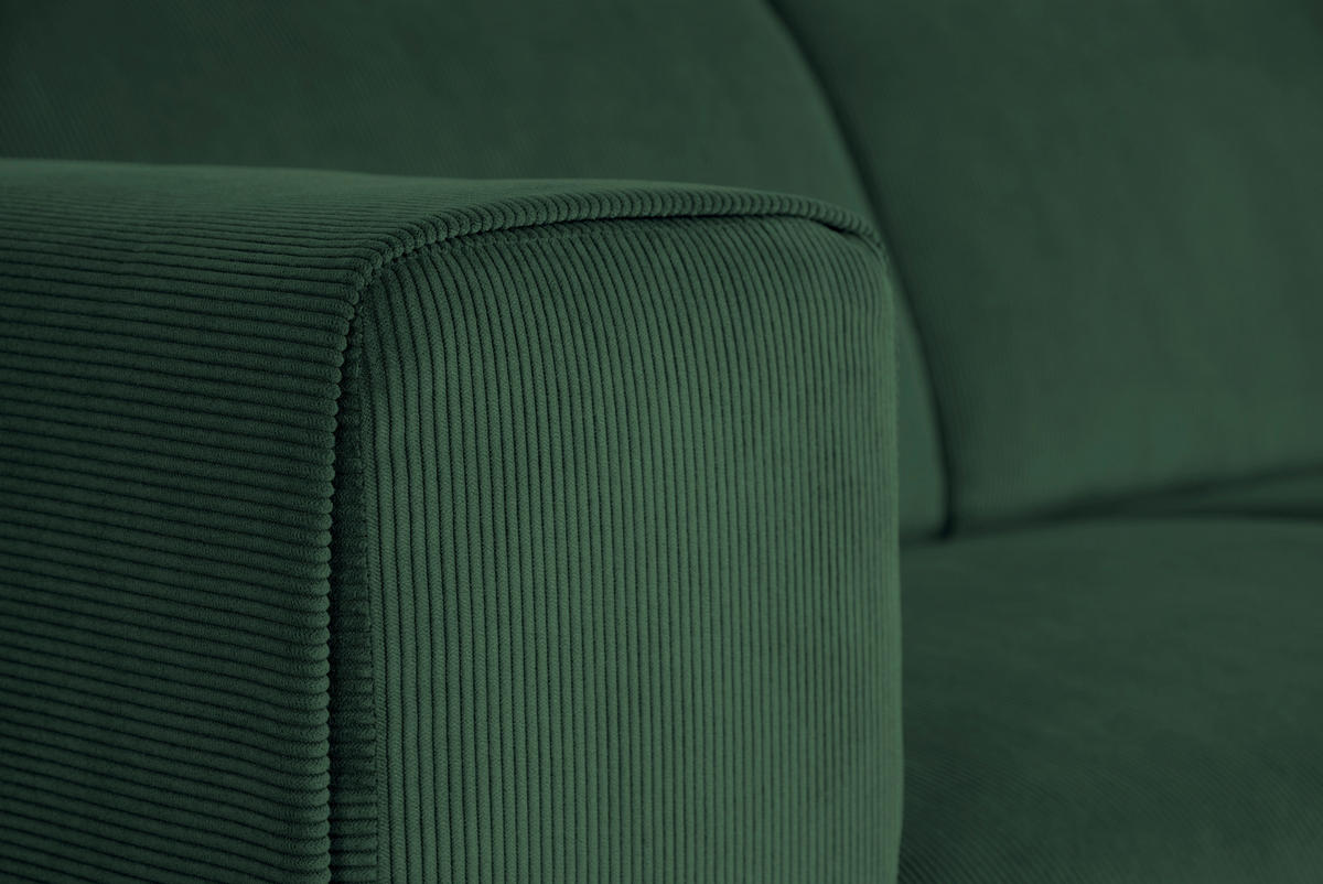 ECKSOFA ERNO in Cord Grün  262/183 cm  - Schwarz/Grün, Design, Textil/Metall (262/183cm) - MID.YOU