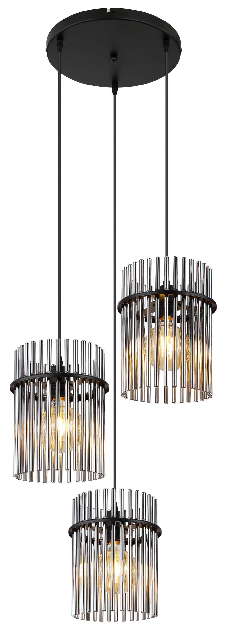 HÄNGELEUCHTE 47/140 cm  - Schwarz, Basics, Glas/Kunststoff (47/140cm) - Globo
