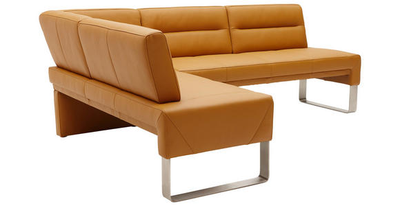 ECKBANK 276/171 cm in Edelstahlfarben, Currygelb - Currygelb/Edelstahlfarben, Design, Leder/Metall (276/171cm) - Dieter Knoll