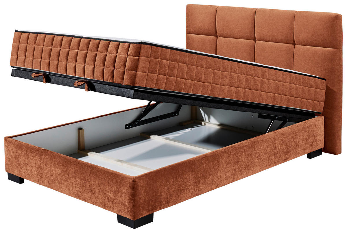 BOXBETT 140/200 cm  in Cognac  - Cognac/Schwarz, Modern, Holzwerkstoff/Kunststoff (140/200cm) - MID.YOU