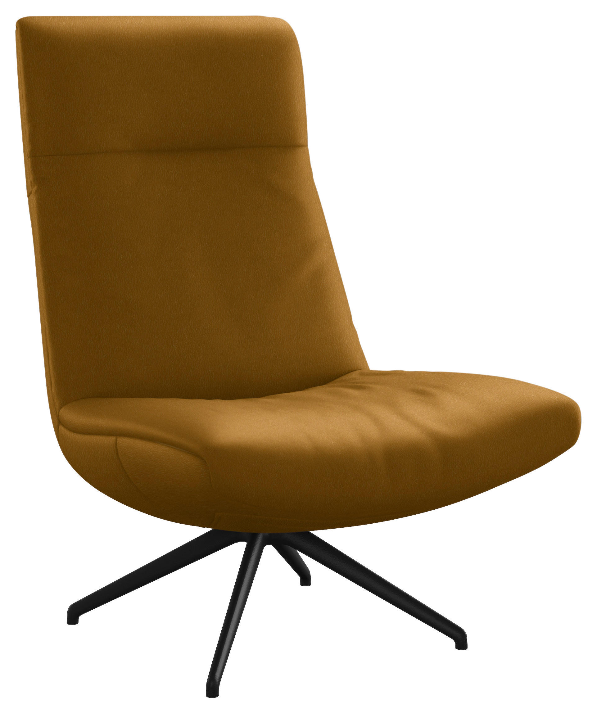 SESSEL in Echtleder Currygelb  - Currygelb/Schwarz, Modern, Leder/Metall (74/105/92cm) - Johann Jakob