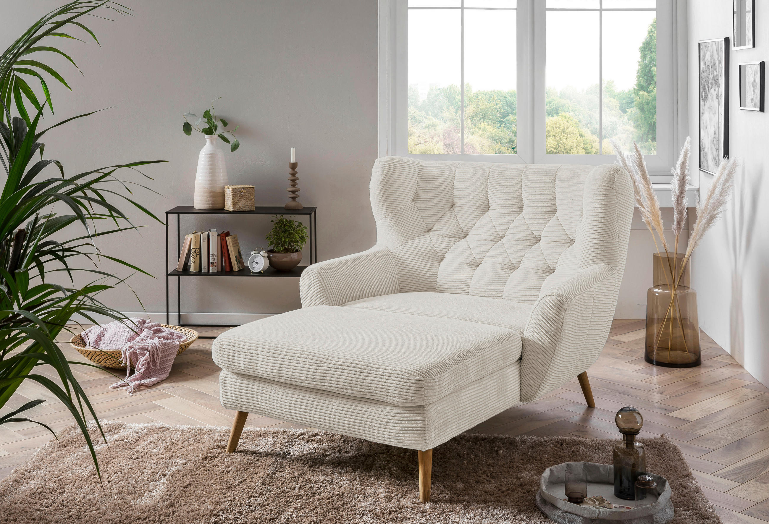 XXL-SESSEL in Cord Beige  - Beige, Design, Holz/Textil (120/101/165cm) - Stylife