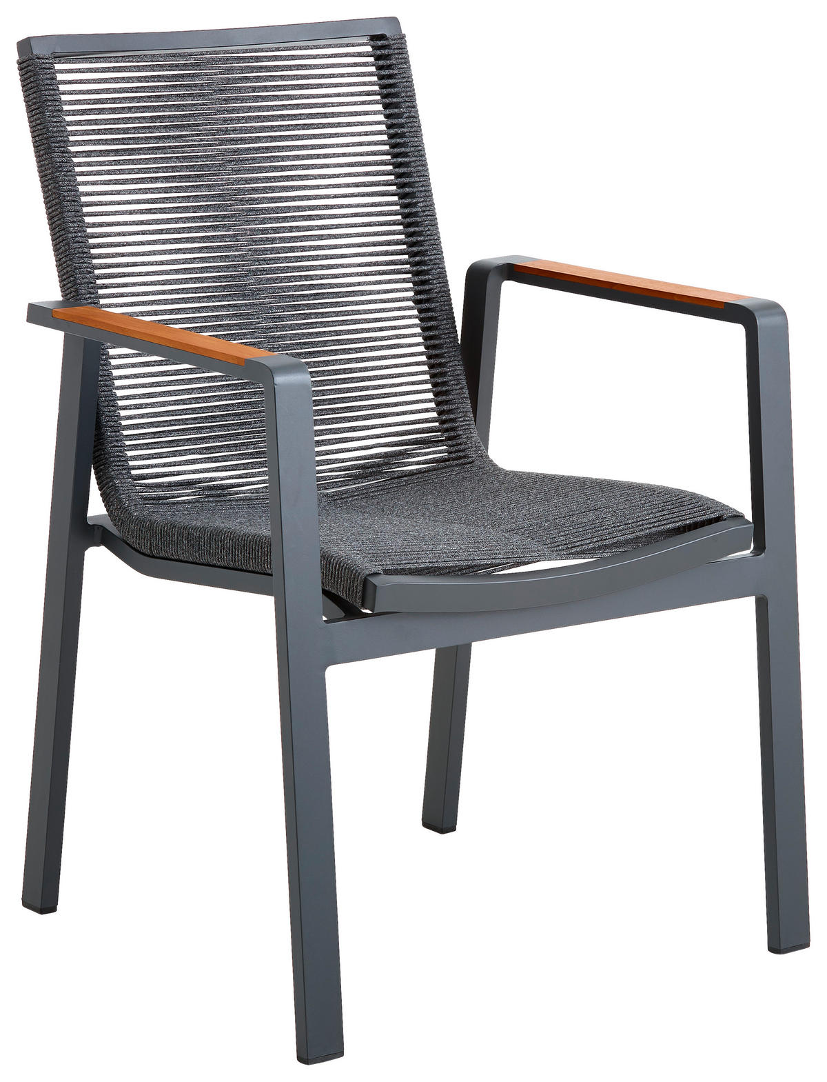 STAPELSESSEL Teakholz Aluminium Anthrazit, Teakfarben  - Anthrazit/Teakfarben, Design, Holz/Kunststoff (65/88,5/60cm) - Amatio