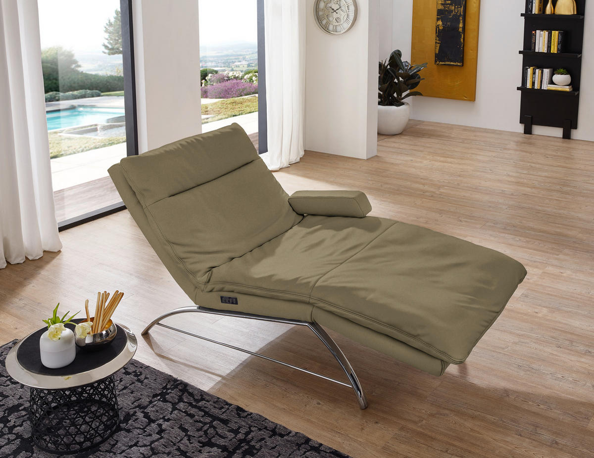 RELAXLIEGE in Echtleder Dunkelgrün  - Dunkelgrün/Alufarben, Basics, Leder (95/91/170cm) - Chilliano
