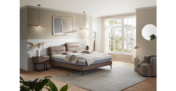 BOXSPRINGBETT 180/200 cm in Hellbraun - Hellbraun/Schwarz, Design, Textil/Metall (180/200cm) - Johann Jakob
