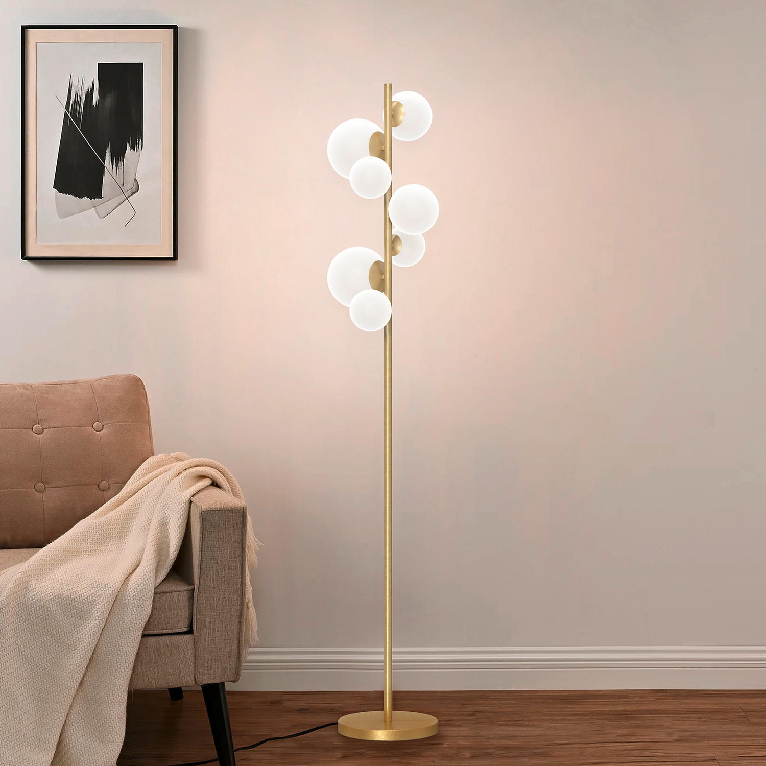 STEHLEUCHTE 30/30/155 cm    - Goldfarben/Sahara, KONVENTIONELL, Glas/Kunststoff (30/30/155cm)