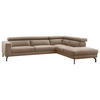 ECKSOFA in Mikrofaser Beige  - Beige/Schwarz, Modern, Textil/Metall (305/233cm) - Trendmanufaktur