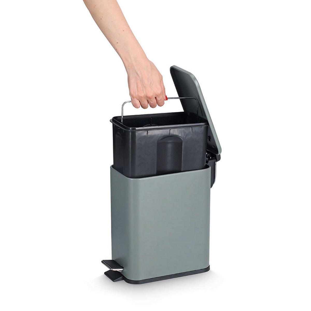 TRETEIMER 5 L  - Salbeigrün, Basics, Metall (28,7/14/29cm) - Zeller Present