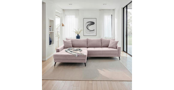 ECKSOFA  in Cord Rosa  173/280 cm  - Schwarz/Rosa, KONVENTIONELL, Textil/Metall (173/280cm) - Hom`in