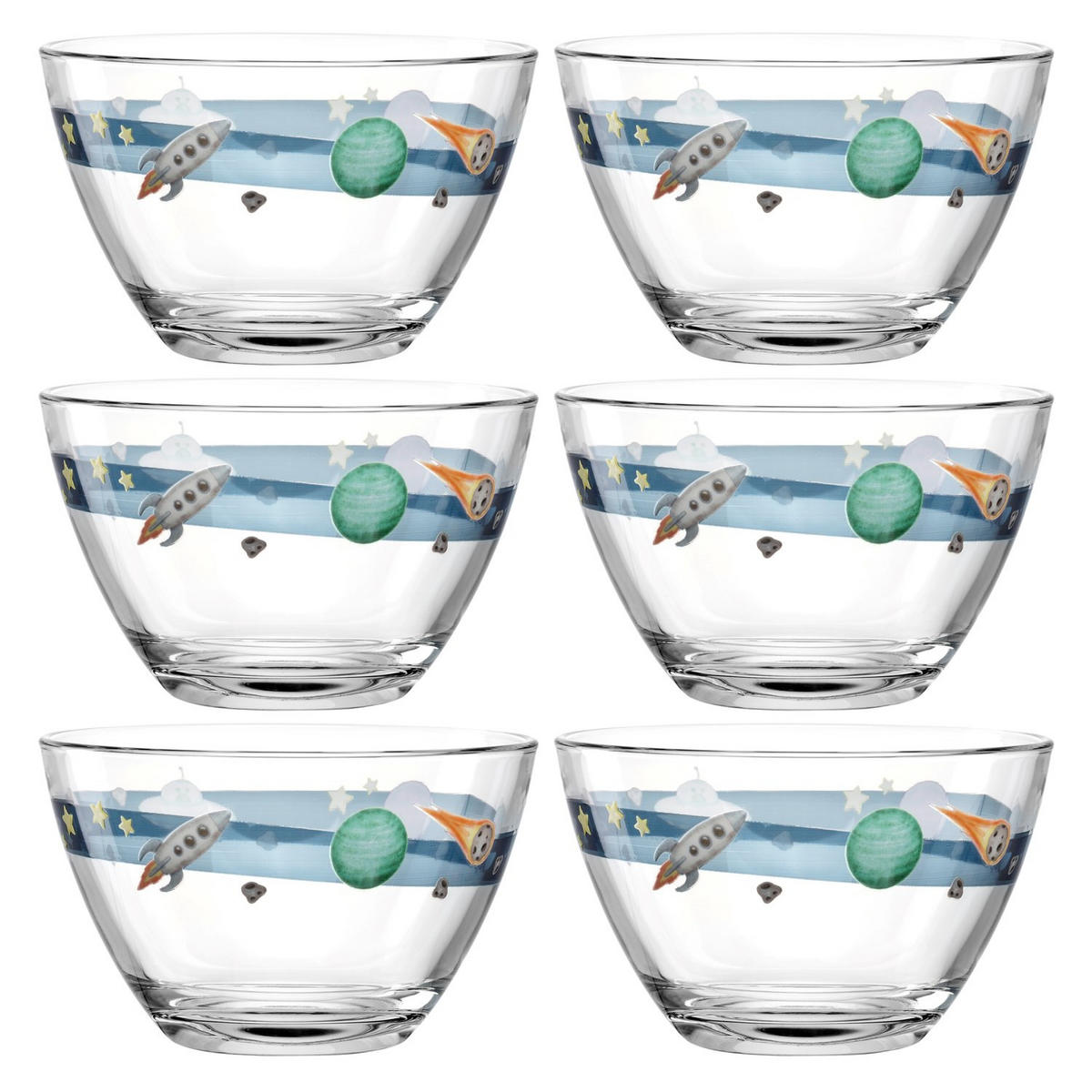 MÜSLISCHALENSET Bambini Aventura 6-teilig  - Trend, Glas (12/7,5/12cm) - Leonardo