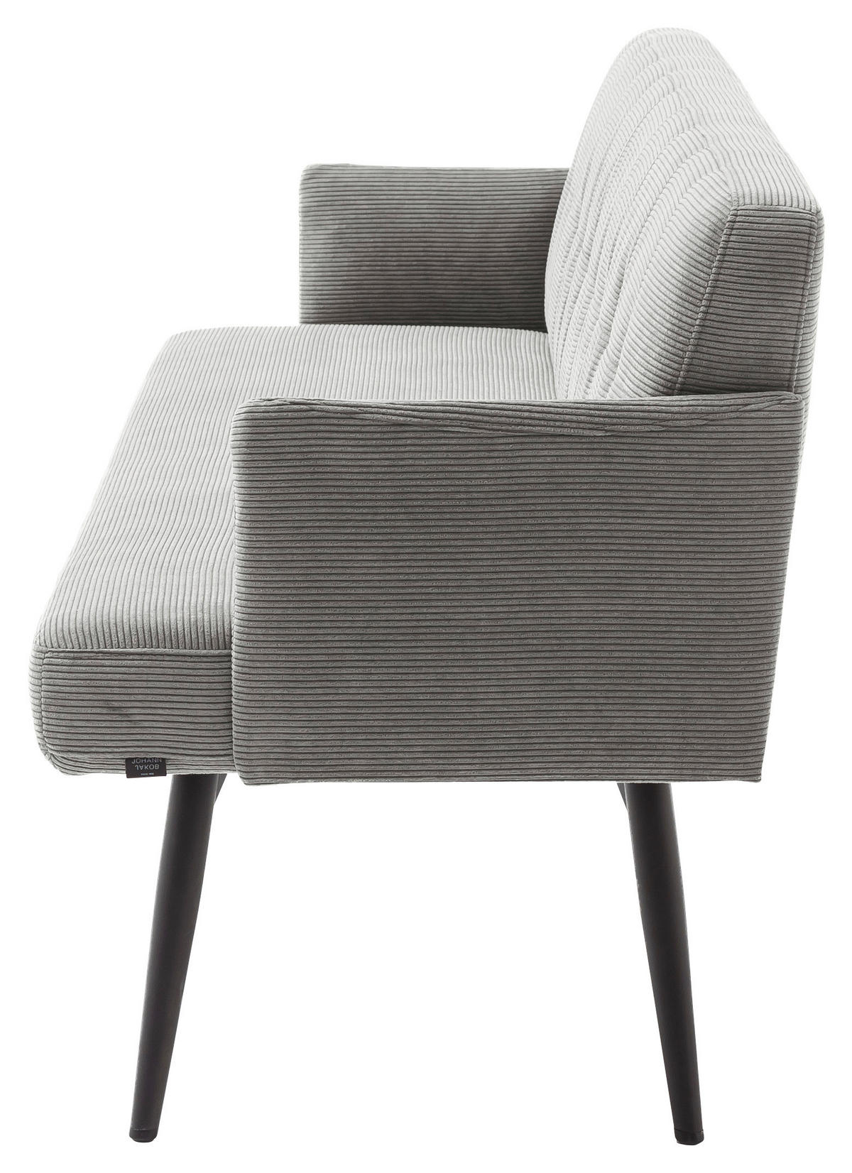 SITZBANK 206/85/69 cm Cord Grau Metall  - Schwarz/Grau, Design, Textil/Metall (206/85/69cm) - Johann Jakob