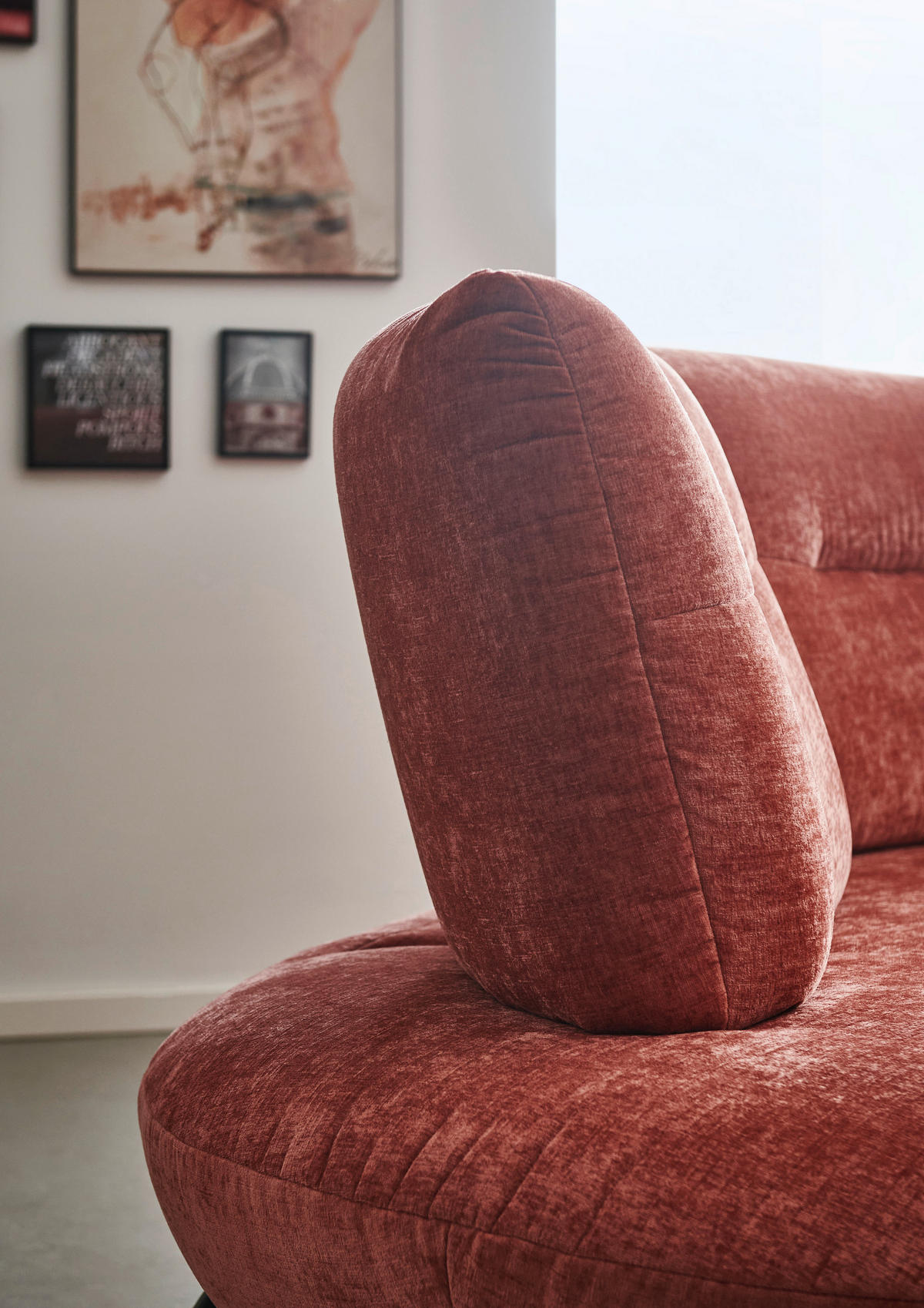 BIGSOFA Flachgewebe Rot  - Rot/Schwarz, Design, Textil/Metall (456/93/138cm) - Moderano